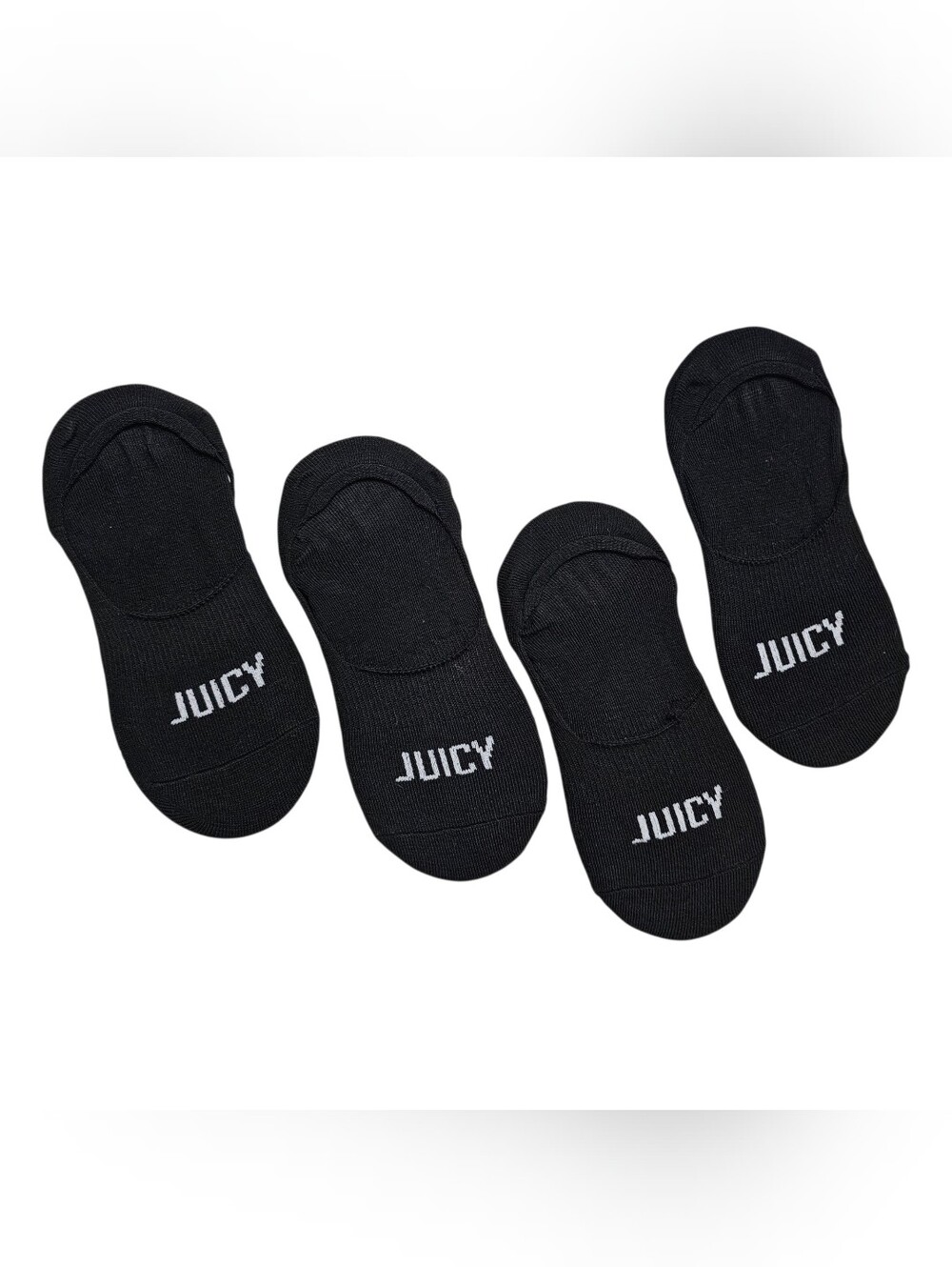Juicy Couture Women’s No-Show Logo Socks Black One Size 4 Pairs